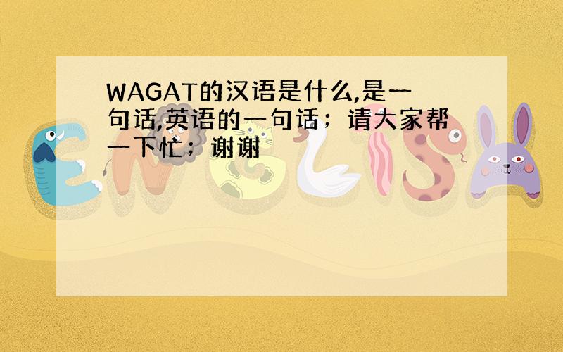 WAGAT的汉语是什么,是一句话,英语的一句话；请大家帮一下忙；谢谢