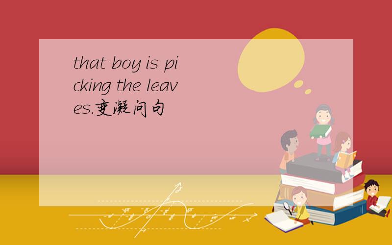 that boy is picking the leaves.变凝问句
