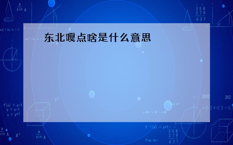 东北嘎点啥是什么意思