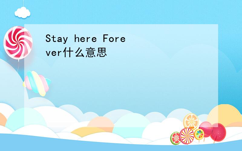 Stay here Forever什么意思