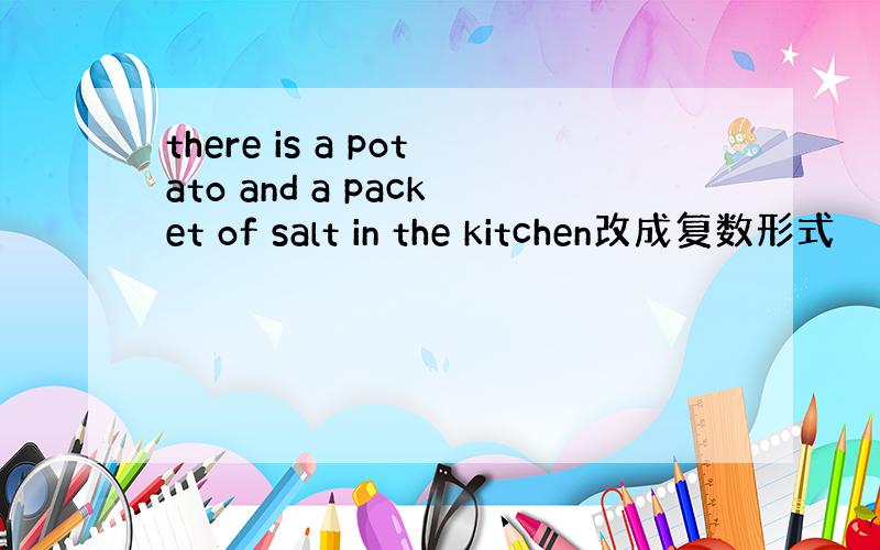 there is a potato and a packet of salt in the kitchen改成复数形式