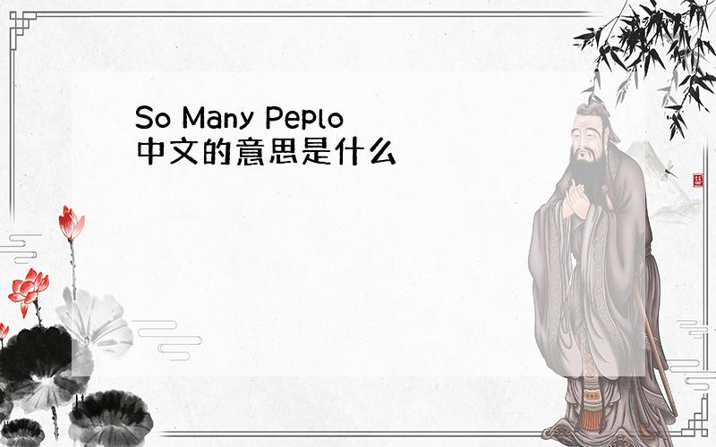 So Many Peplo 中文的意思是什么