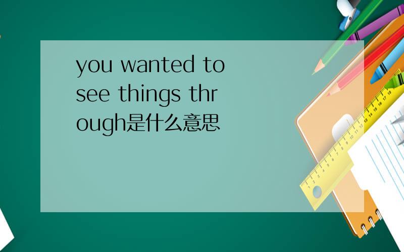 you wanted to see things through是什么意思