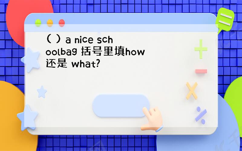 ( ) a nice schoolbag 括号里填how还是 what?